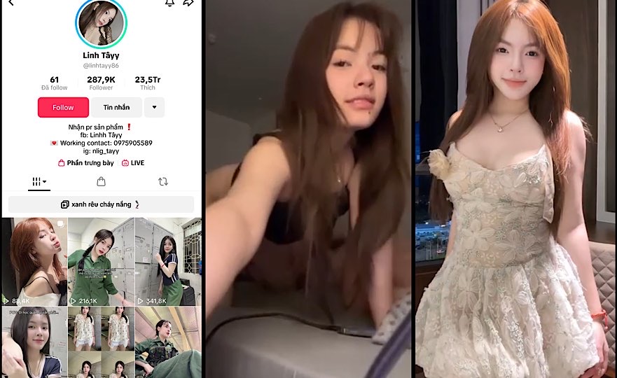 Hot tiktoker 300k FL Linh Tay lo clip voi anh nguoi yeu gay gay ma buoi to